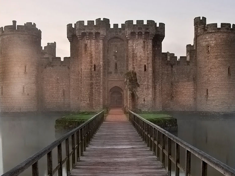 A castle with a moat