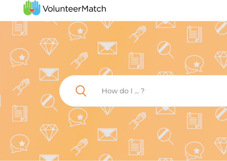 A screen grab of the Volunteer Match website that reads "How do I?' on an orange and white background.