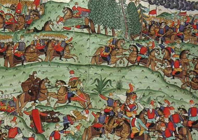 Detail of a 19-century painting depicting the Battle of Kulikovo (1380 CE).