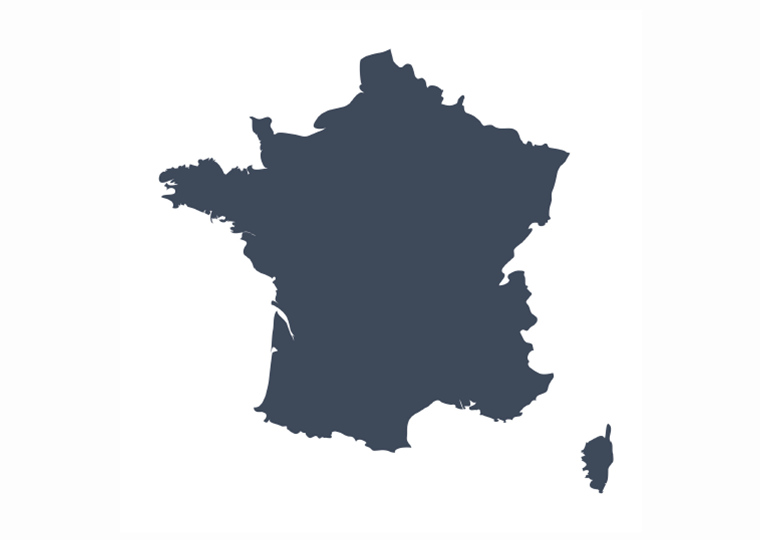 A gray map of France.