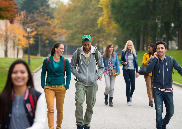 Students walking on campus